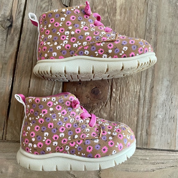 Carter's Pink Floral Baby Walker Shoes - Picture 3 of 14